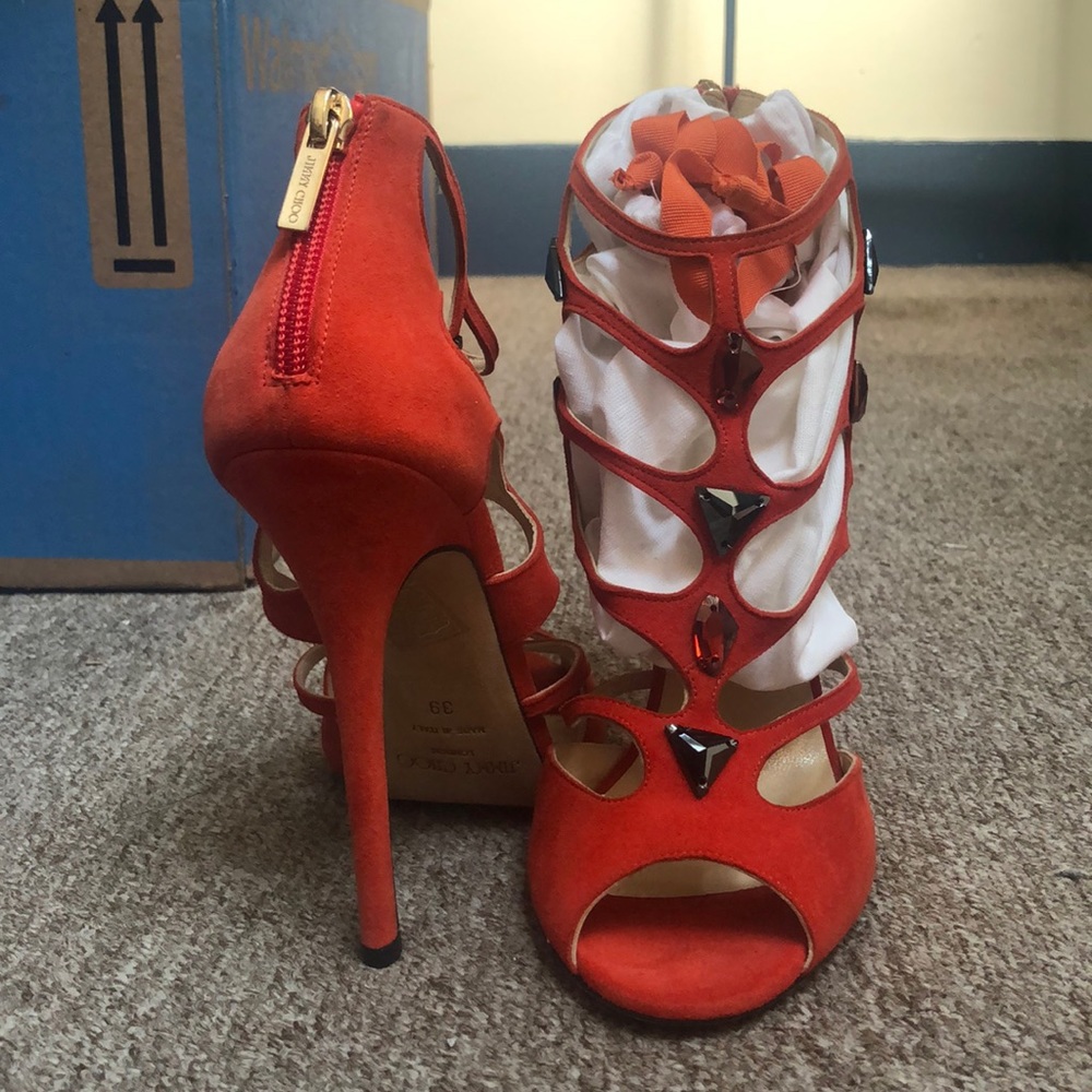 Jimmy Choo Red Heels with Jewels NEW